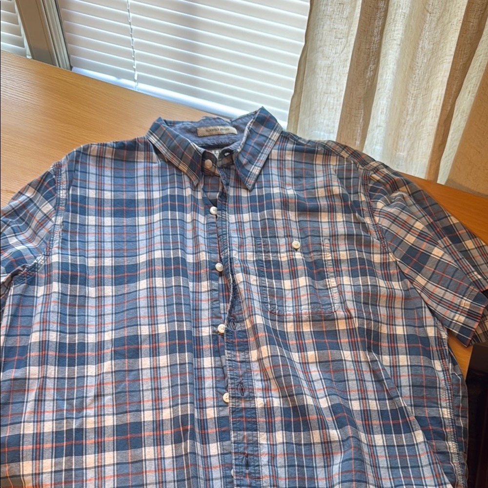 L.L. Bean Blue and White Casual Button Down Shirt